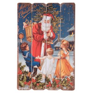 Nástěnná dřevěná cedule Merry Christmas - 40*2*60 cm Clayre & Eef