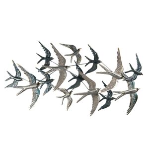 Nástěnná kovová dekorace Hejno letících ptáků - 87*4*45 cm