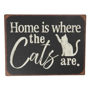 Nástěnná plechová cedule Home is...Cats - 35*26 cm