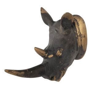 Nástěnná zlato-hnědá dekorace nosorožce - 25*16*32 cm