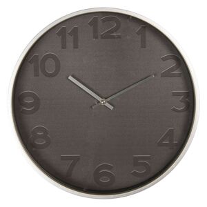 Nástěnné černé hodiny se stříbrným rámem - Ø 40*6 cm / 1*AA