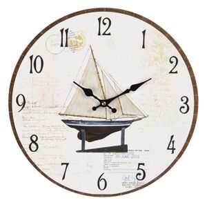 Nástěnné hodiny s loďkou a potiskem – 	Ø 34*3 cm / 1*AA