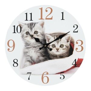 Nástěnné hodiny s motivem koťat – Ø 34*4 cm / 1*AA
