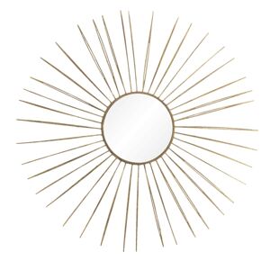 Nástěnné kulaté zlaté zrcadlo s patinou a paprsky - Ø 81*6 cm Clayre & Eef