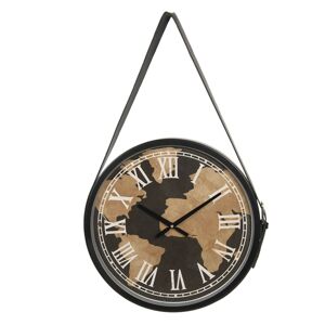 Nástěnné závěsné hodiny s potiskem světadílů – Ø 42*4 cm / 1*AA Clayre & Eef