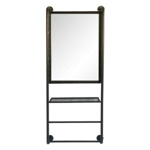 Nástěnné zrcadlo v kovovém rámu s policemi Alayna - 48*10*124 cm