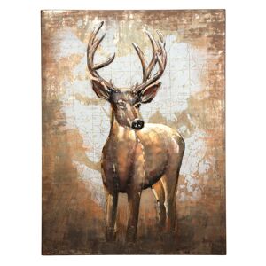 Nástěnný 3D kovový obraz jelen Deer - 75*4*100 cm Clayre & Eef