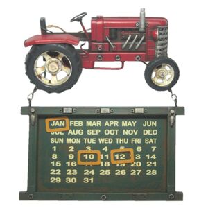 Nástěnný kovový kalendář s traktorem - 30*28*6 cm