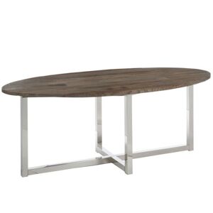 Oválný jídelní stůl s dřevěnou deskou a kovovou konstrukcí Inox - 200*100*76 cm