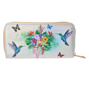 Peněženka s květy a kolibříky - 19*10 cm