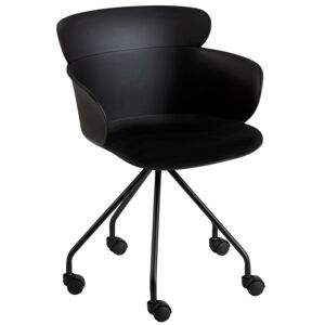 Plastová černá židle na kolečkách Eva - 56*53*81 cm