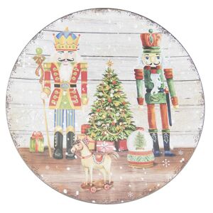 Plastový vánoční kulatý podnos/talíř s Louskáčky - Ø 40*1 cm Clayre & Eef
