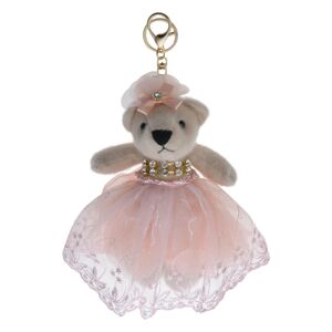 Plyšový medvídek v růžové tylové sukni na zavěšení - 20 cm