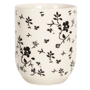 Porcelánový kalíšek na čaj s černými kvítky - ∅ 6*8 cm / 0,1L