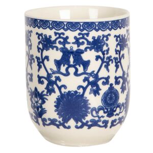 Porcelánový kalíšek na čaj s modrými ornamenty  - ∅ 6*8 cm / 0,1L