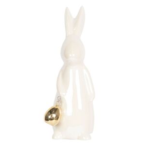 Porcelánový perleťový králík se zlatým vejcem - 6*5*16 cm