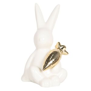 Porcelánový zajíc se zlatou mrkví - 7*6*11 cm