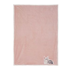Růžový plyšový pléd s kočičkou Olli I - 130*160 cm