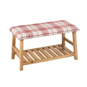 Přírodní dřevěná lavice s textilním sedákem Matte - 80*40*46cm