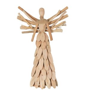 Přírodní dřevěný anděl z větviček se šátkem Scarf branches - 30*10*49cm J-Line by Jolipa