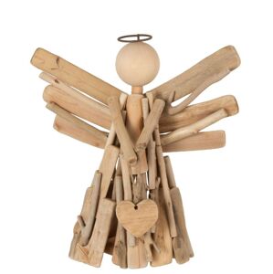 Přírodní dřevěný anděl z větviček se srdíčkem Heart branches - 32*15*30cm J-Line by Jolipa