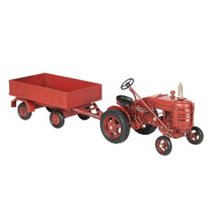 Retro kovový model červený traktor - 17*10*12 cm / 23*10*8 cm