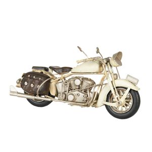 Retro kovový model motorky v krémové barvě - 28*11*14 cm