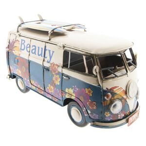 Retro kovový model VW modrý hippie autobus -  32*13*18 cm
