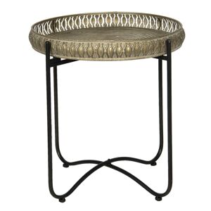 Retro kovový odkládací stolek s patinou - Ø 49*52 cm
