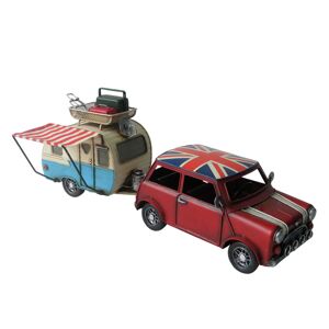 Retro model auta s anglickou vlajkou a přívěsem - 36*10*15 cm