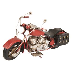 Retro model červená motorka s brašnami - 28*10*14 cm Clayre & Eef