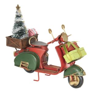 Retro model mopedu s vánočním stromkem a dárkem - 18*7*16 cm