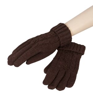 Hnědé pletené rukavice - 8*21 cm