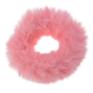 Růžová chlupatá gumička do vlasů - Ø7cm