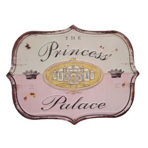 Růžová nástěnná kovová cedule Princess Palace - 33*25 cm Ostatní