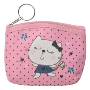 Růžová peněženka s malovanou kočičkou - 11*9 cm