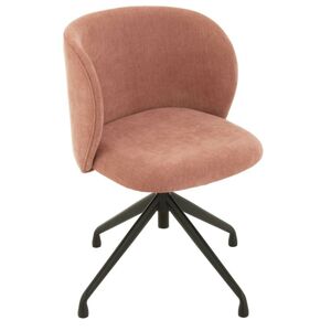 Růžová sametová jídelní točící židle Chair Turn Pink - 56*48*77cm J-Line by Jolipa