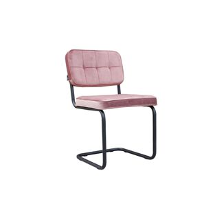 Růžová sametová jídelní židle Capri pink - 52*55*89 cm