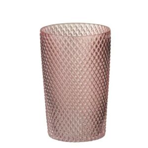 Růžová skleněná váza Cylinder - Ø 13*20 cm