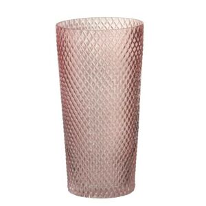 Růžová skleněná váza Cylinder - Ø 14*28 cm