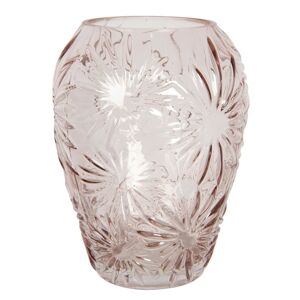 Růžová skleněná váza s květy Jasmina – Ø 16*20 cm