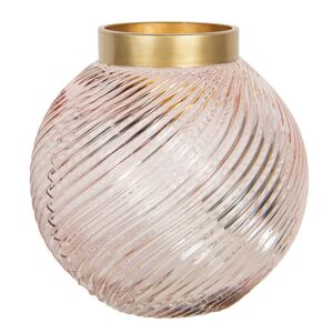 Růžová skleněná váza se zlatým hrdlem Goldina – Ø 15*15 cm