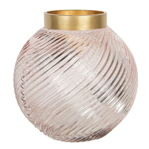 Růžová skleněná váza se zlatým hrdlem Goldina – Ø 19*19 cm