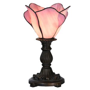 Růžová stolní lampa Tiffany Christelle - Ø 20*30 cm E14/max 1*25W Clayre & Eef
