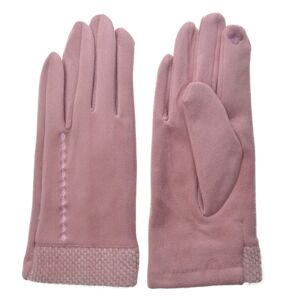 Růžové dámské rukavice s výšivkou - 8*24 cm