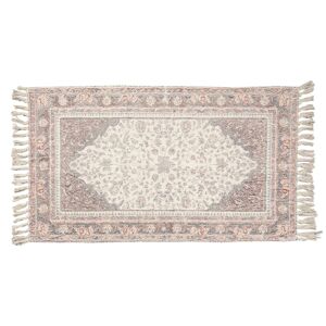 Růžový bavlněný koberec s květy a třásněmi Rosa - 140*200 cm Clayre & Eef