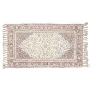 Růžový bavlněný koberec s květy a třásněmi Rosa - 70*120 cm Clayre & Eef
