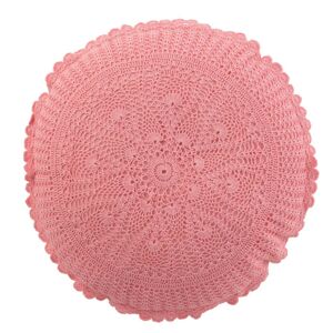 Růžový kulatý bavlněný polštář s krajkou Lace pink - Ø 38*12cm J-Line by Jolipa