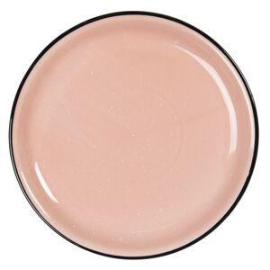 Růžový mělký keramický talíř s kaňkami Printemps – 	Ø 27*3 cm