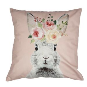 Růžový povlak na polštář s králíčkem - 45*45 cm Clayre & Eef